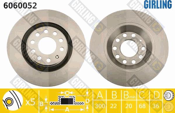 Girling 6060052 - Тормозной диск autospares.lv