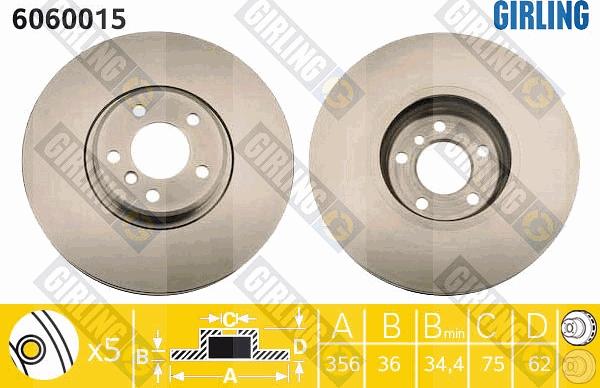 Girling 6060015 - Тормозной диск autospares.lv