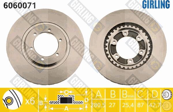 Girling 6060071 - Тормозной диск autospares.lv