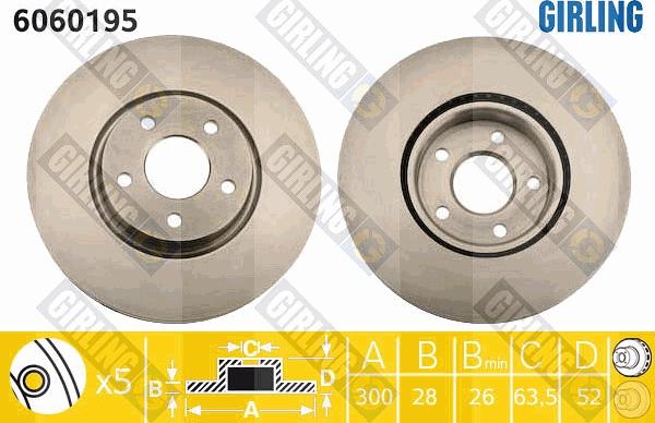 Girling 6060195 - Тормозной диск autospares.lv