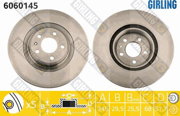 Girling 6060145 - Тормозной диск autospares.lv