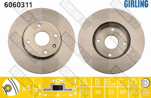 Girling 6060311 - Тормозной диск autospares.lv