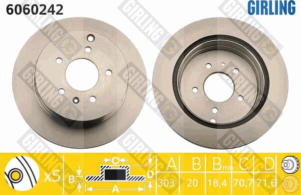 Girling 6060242 - Тормозной диск autospares.lv