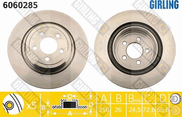 Girling 6060285 - Тормозной диск autospares.lv