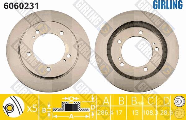 Girling 6060231 - Тормозной диск autospares.lv