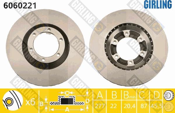 Girling 6060221 - Тормозной диск autospares.lv