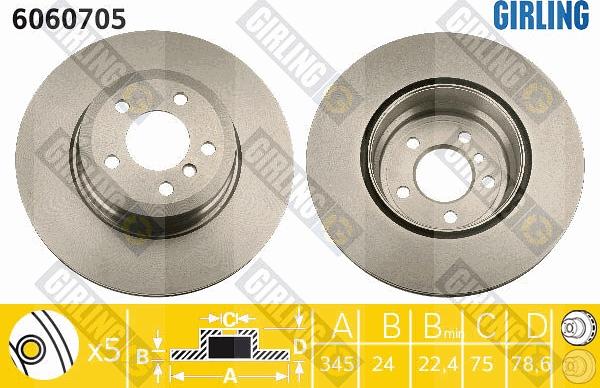 Girling 6060705 - Тормозной диск autospares.lv