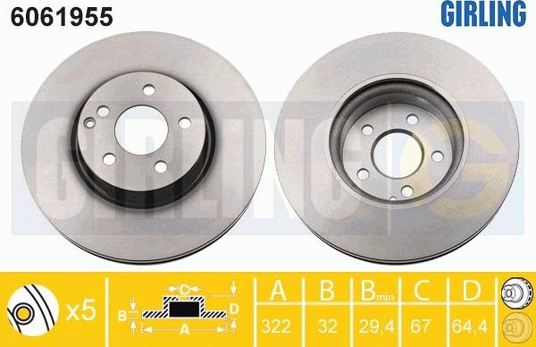 Girling 6061955 - Тормозной диск autospares.lv