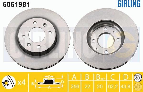 Girling 6061981 - Тормозной диск autospares.lv