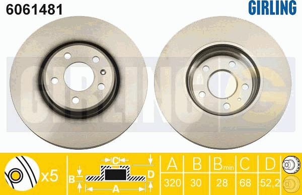 Girling 6061481 - Тормозной диск autospares.lv