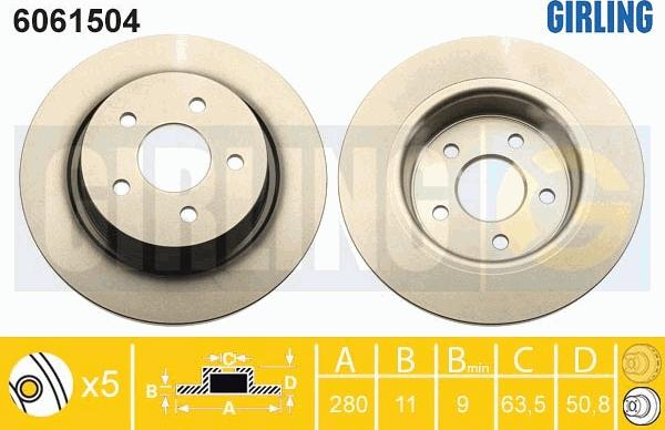 Girling 6061504 - Тормозной диск autospares.lv