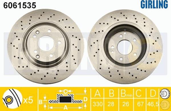 Girling 6061535 - Тормозной диск autospares.lv