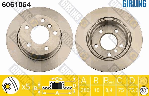 Girling 6061064 - Тормозной диск autospares.lv