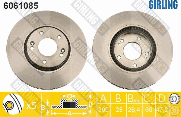 Girling 6061085 - Тормозной диск autospares.lv