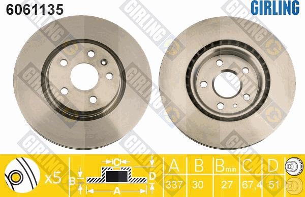 Girling 6061135 - Тормозной диск autospares.lv