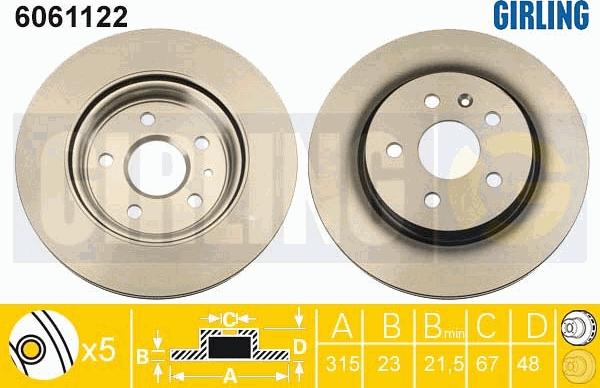 Girling 6061122 - Тормозной диск autospares.lv