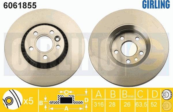 Girling 6061855 - Тормозной диск autospares.lv