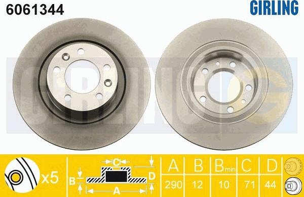 Girling 6061344 - Тормозной диск autospares.lv