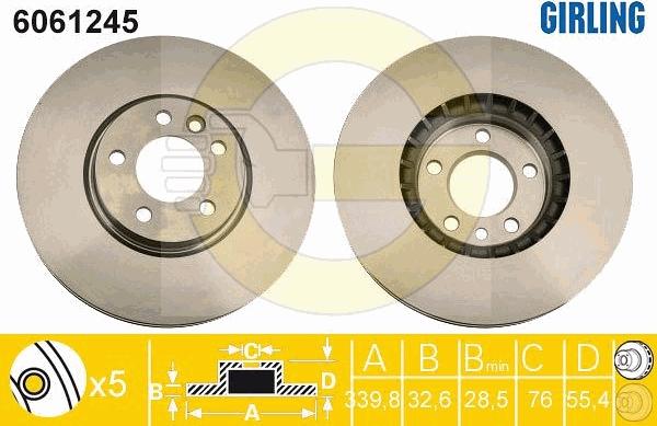 Girling 6061245 - Тормозной диск autospares.lv