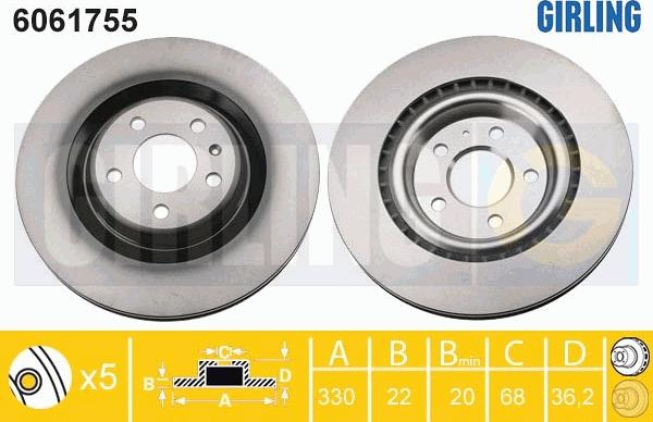Girling 6061755 - Тормозной диск autospares.lv