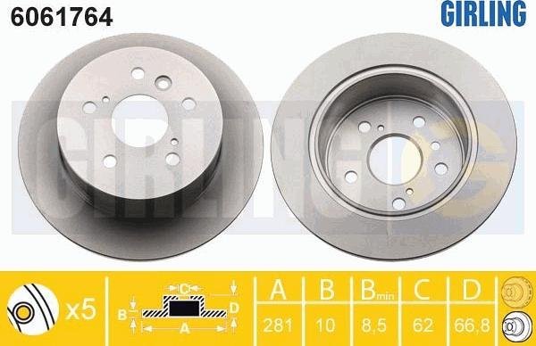 Girling 6061764 - Тормозной диск autospares.lv