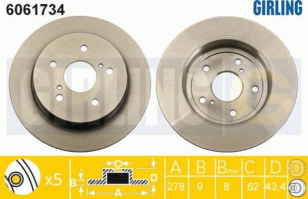 Girling 6061734 - Тормозной диск autospares.lv