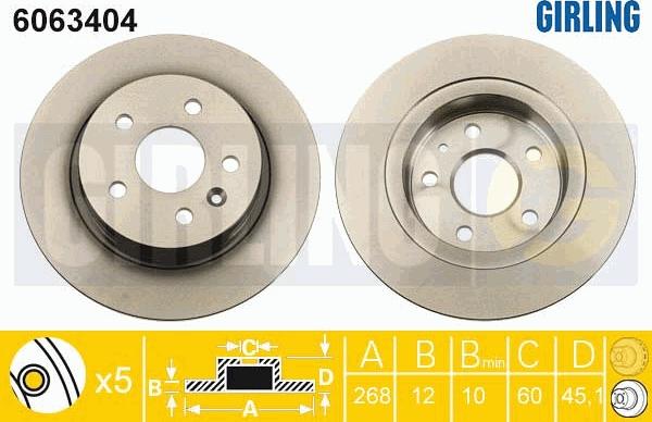 Girling 6063404 - Тормозной диск autospares.lv