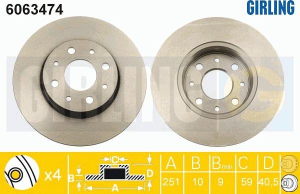 Girling 6063474 - Тормозной диск autospares.lv