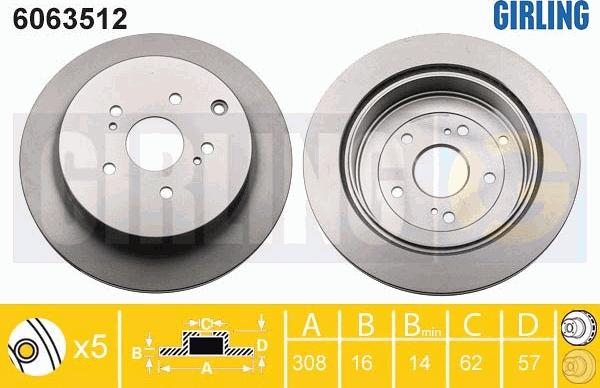 Girling 6063512 - Тормозной диск autospares.lv