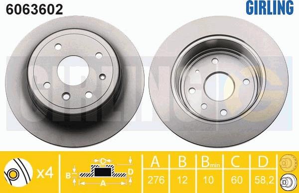 Girling 6063602 - Тормозной диск autospares.lv