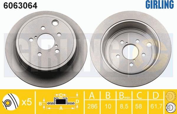 Girling 6063064 - Тормозной диск autospares.lv