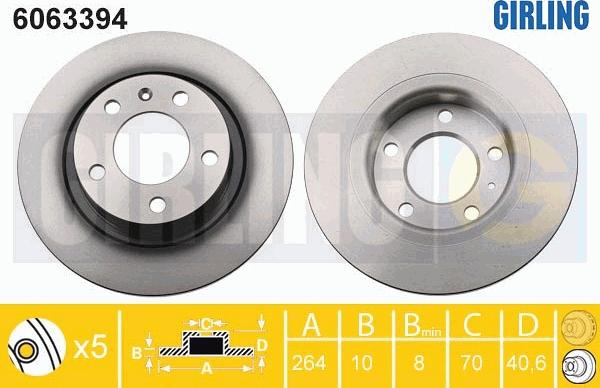 Girling 6063394 - Тормозной диск autospares.lv