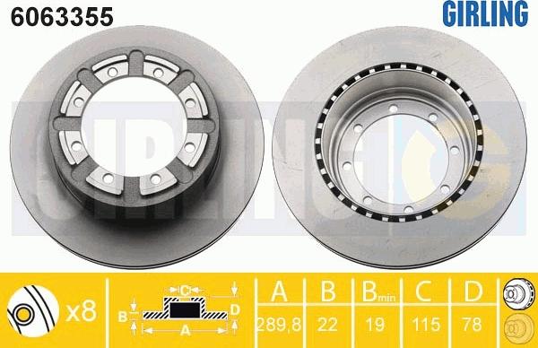 Girling 6063355 - Тормозной диск autospares.lv