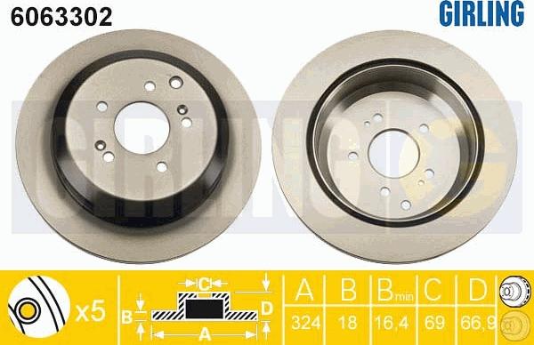 Girling 6063302 - Тормозной диск autospares.lv