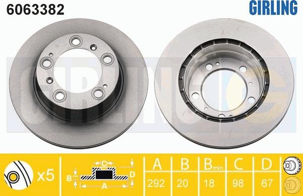 Girling 6063382 - Тормозной диск autospares.lv