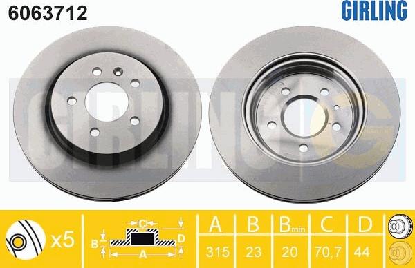 Girling 6063712 - Тормозной диск autospares.lv