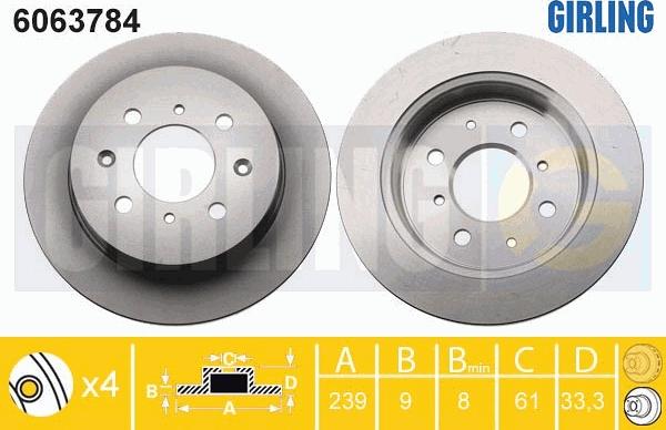 Girling 6063784 - Тормозной диск autospares.lv