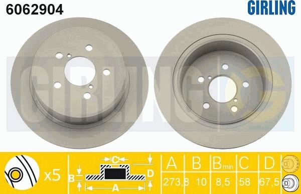 Girling 6062904 - Тормозной диск autospares.lv