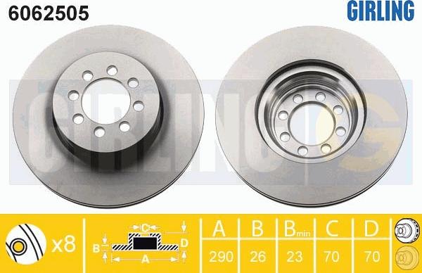 Girling 6062505 - Тормозной диск autospares.lv