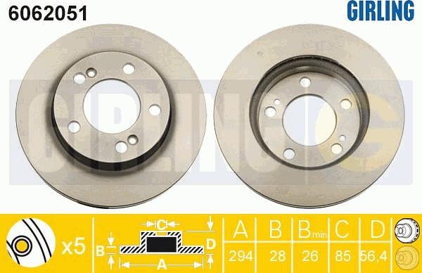 Girling 6062051 - Тормозной диск autospares.lv