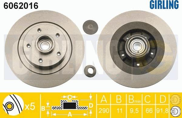 Girling 6062016 - Тормозной диск autospares.lv