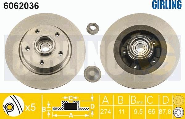 Girling 6062036 - Тормозной диск autospares.lv