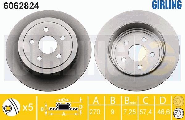 Girling 6062824 - Тормозной диск autospares.lv