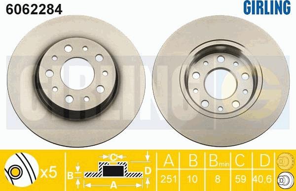 Girling 6062284 - Тормозной диск autospares.lv