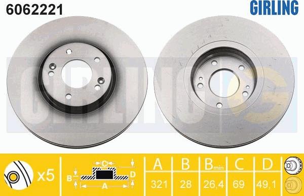 Girling 6062221 - Тормозной диск autospares.lv