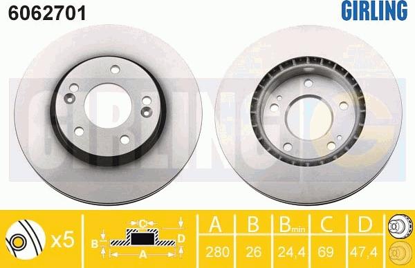 Girling 6062701 - Тормозной диск autospares.lv