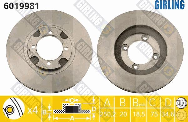 Girling 6019981 - Тормозной диск autospares.lv