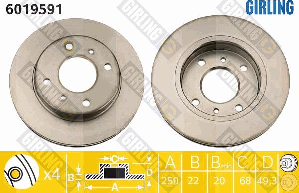 Girling 6019591 - Тормозной диск autospares.lv