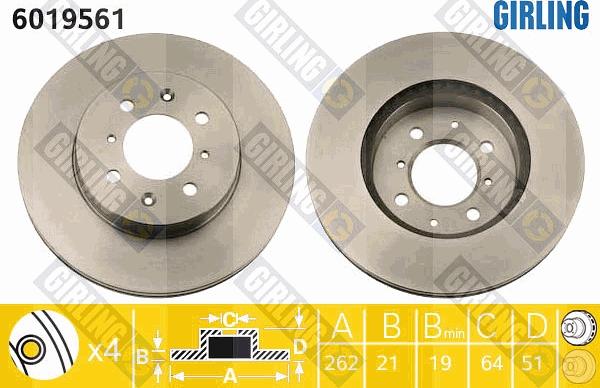 Girling 6019561 - Тормозной диск autospares.lv