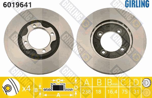 Girling 6019641 - Тормозной диск autospares.lv